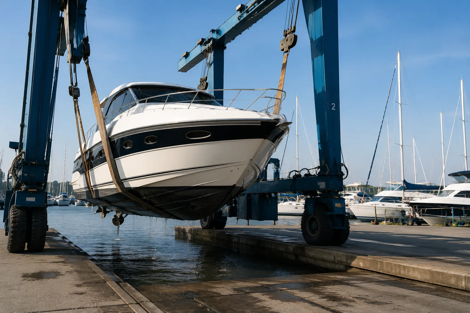 Boot in een havenlift