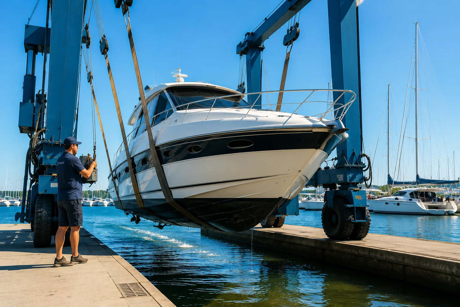 Boot wordt geladen met een havenkraan